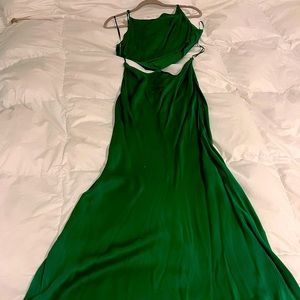 Sky to moon Elegant silk   Green evening dress